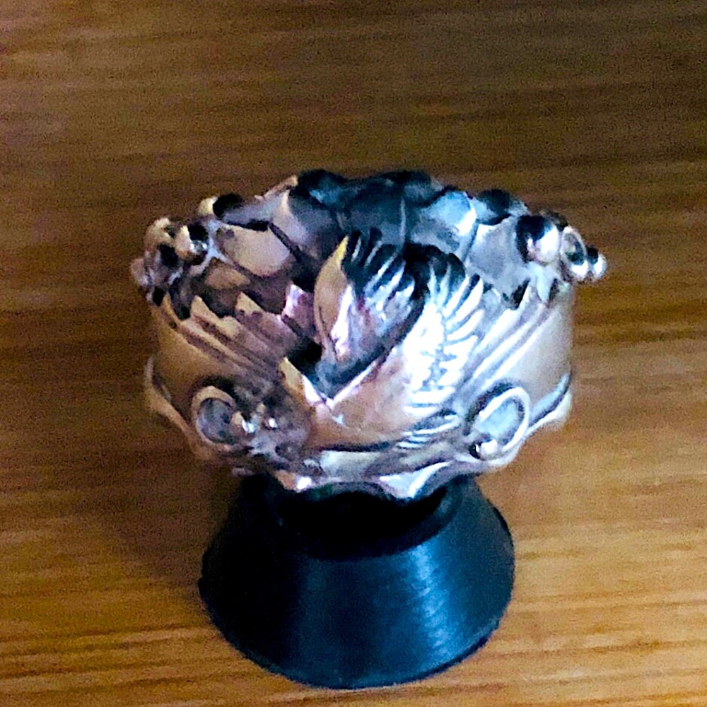 $84  Running Bear Navajo Estate Ring  Sterling Silver  Size 11 & 1/4  Marked RB